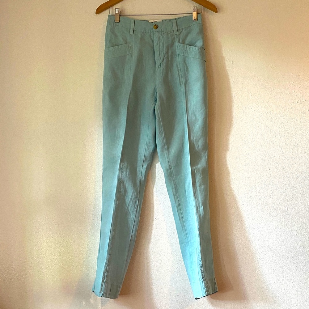 Nicole Miller Aqua Linen Trousers Women’s Size Small